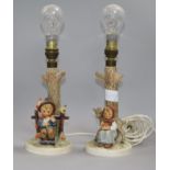 Two Hummel figural table lamps