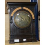 An oak twin fusee bracket clock height 44cm