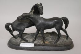 A Russian cast iron equine group height 16cm width 24cm