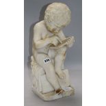 An Italian white marble figure of a putto width 15cm height 42cm (a.f.)