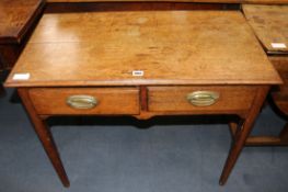 A George III oak hall table, with two drawers W.86cm