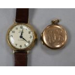 A lady's 9ct gold Astral wrist watch and a 9ct gold locket.
