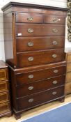 A Georgian style mahogany chest on chest W.109cm