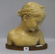 A wax bust of a young girl, after Pigalle height 30cm width 27cm