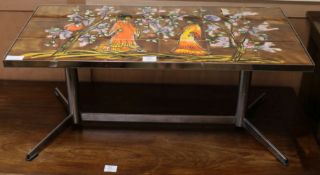 A Vallauris tile top coffee table W.91cm