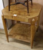 An Art Deco walnut two tier occasional table