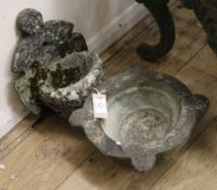 A stone pestle and a water feature W.28cm