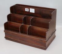 A mahogany stationery and letter rack height 37cm width 24cm