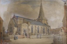 G. de Paris, watercolour, Uckfield Church, Sussex 1888, signed 32 x 49cm, unframed