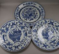 A pair of Chinese plates and one other largest diam. 31cm