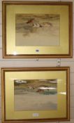 Henry Earp Senior, pair of watercolours, "A Cloudy Evening" and "Near Clayton", cattle in meadows,