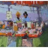 Tony Allain, pastel, Truro market, signed, 10 x 10in.