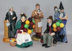 Five Royal Doulton figures HN1954, HN1315, HN2359, HN3041 and HN2877