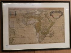 Hubert Iaillot, coloured engraving, Map of L'Afrique, 58 x 89cm and Africae Descriptio, 15 x 20cm