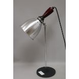 A 1970's chrome brushed steel desk lamp height 48cm