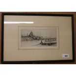 Herbert George Hampton (1873-1936), etching, St Paul's from The Thames, signed in pencil, 13 x 26cm