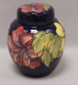 A Moorcroft blue lidded ginger jar height 20cm