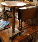 A Regency parquetry inlaid circular topped wine table, and a Victorian Sutherland table W.40cm and