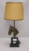 An Art Deco bronzed spelter horse lamp height 58cm