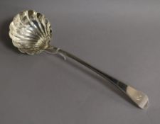 A George III silver beaded Old English pattern soup ladle by Eley, Fearn & Chawner, London, 1808,