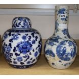 A Chinese crackleglaze vase and a jar vase height 37cm