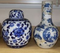 A Chinese crackleglaze vase and a jar vase height 37cm