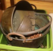 A quantity of copperware etc.