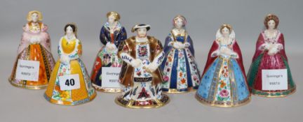 A set of Royal Worcester Henry VIII and six wives candle extinguishers