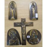 Five bronze Religious plaques largest 31 x 22.5cm