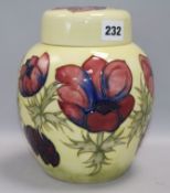 A Moorcroft yellow lidded ginger jar height 20cm