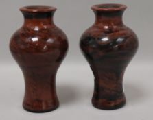 A pair of 19th century Chinese realgar glass vases