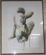Maude du Jeu, ink and watercolour, female nude, signed and dated '03, 70 x 52cm