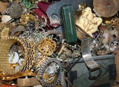 A large quantity of assorted mainly costume jewellery including silver and other items including