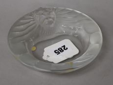 A Lalique lion ashtray