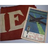 Two WWII posters and a banner, 'God save the King'