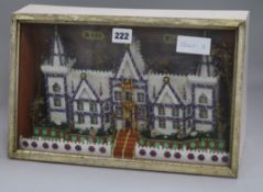 A Folk Art shadow box, Rose Villa, 19th century height 23cm width 37cm depth 14cm