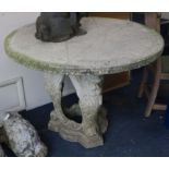 A reconstituted stone garden table W.111cm