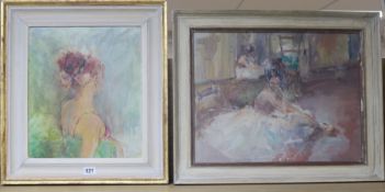 David Lloyd Smith, two oils on board, 'Ballerina' and 'Rosemary posing by a window', signed, 35 x