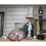 Two table lamps, one the starfish dancer, other Remetrie Chiparus tallest 75cm