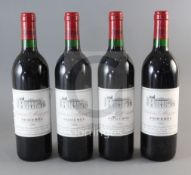 Four bottles of Chateau Mazeyres, Pomerol, 1993
