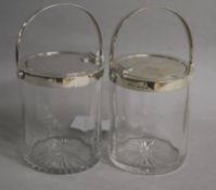 A pair of Edwardian silver mounted glass preserve jars by Asprey & Co Ltd, Birmingham, 1909, with