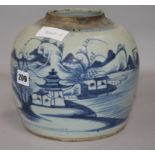 A Chinese blue and white jar height 20cm