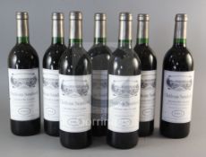 Seven bottles of Chateau Soutard, St. Emilion, 1993.