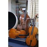 Two modern cellos and a bass