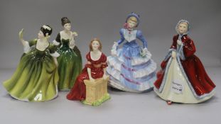 Five Royal Doulton figurines: Judith HN2313, Rachel HN2936, Fleur HN2368, Simone HN2378 and Hannah