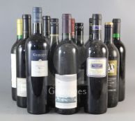 Twelve assorted bottles of Australian wine including Best's Great Western Shiraz, 1993, Barosa