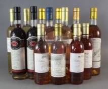 Fourteen assorted bottles of sweet white wines to include two bottles of Chateau de Myrat,