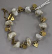 An 18ct gold and baroque pearl bracelet.