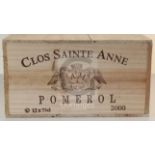 A case of twelve bottles of Chateau Clos Sainte Anne, Pomerol, 2000