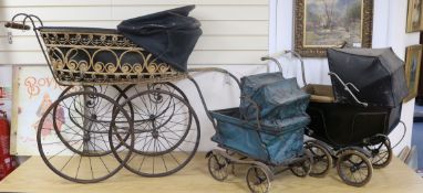 Three prams of graduated sizes